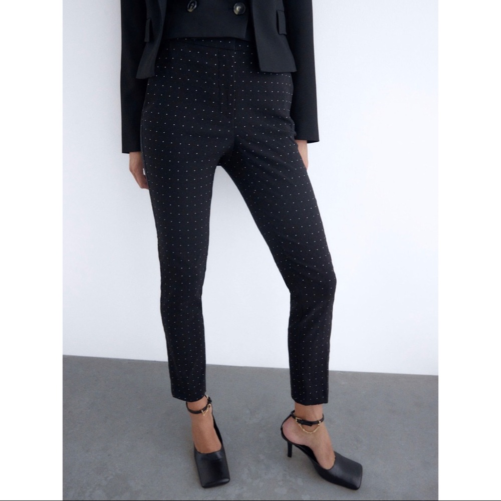 Zara tapered black polka dot pants